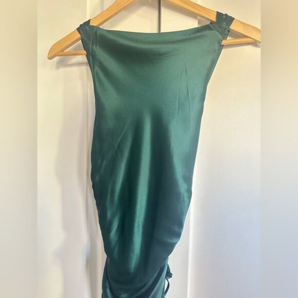 NEW Reformation Anaiis Long Silk Dress Forest Dark Green | size 0 - Picture 7 of 15